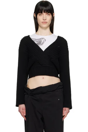 OPEN YY Black Criss Cross Ribbed Pullover Sweater