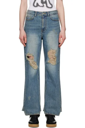 OPEN YY Blue Distressed Loose Straight Jeans