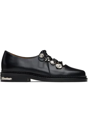 TOGA PULLA Black Hard Leather Lace Up Oxfords