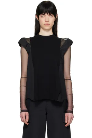 SACAI Black Poplin & Knit Sweater
