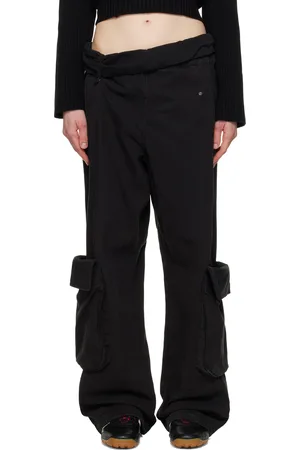 OPEN YY Black Washed Rolled Cargo Pants