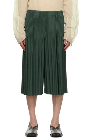 Issey Miyake Green Tailored Pleats 1 Shorts