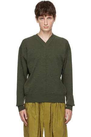 LEMAIRE Green V-Neck Sweater