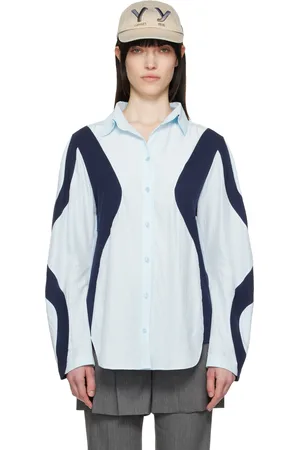 OPEN YY Blue Curved Panel Shirt