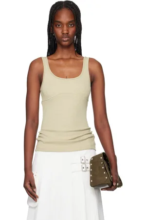 OPEN YY Beige Ribbed Tank Top