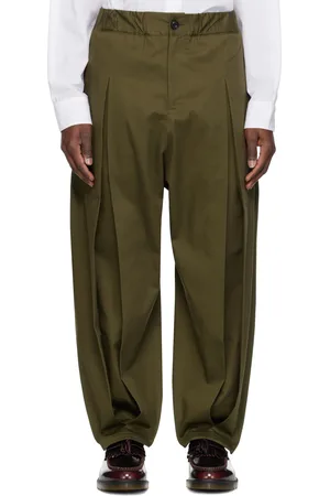 SAGE NATION Khaki Box Pleat Trousers