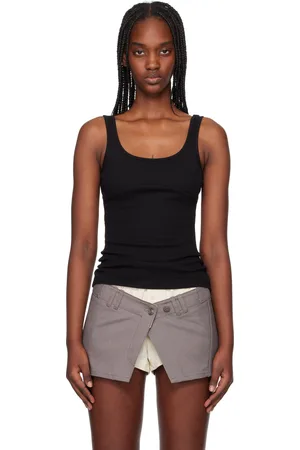 OPEN YY Black Ribbed Tank Top