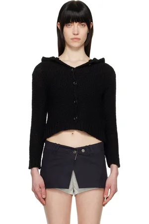 OPEN YY Black Hooded Chunky Cardigan