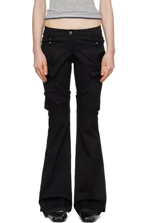 OPEN YY Black Gathered Bootcut Trousers