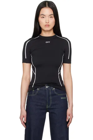 OFF-WHITE Black Seamless Short Sleeve Sport Top