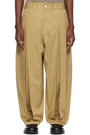 SAGE NATION Tan Box Pleat Trousers