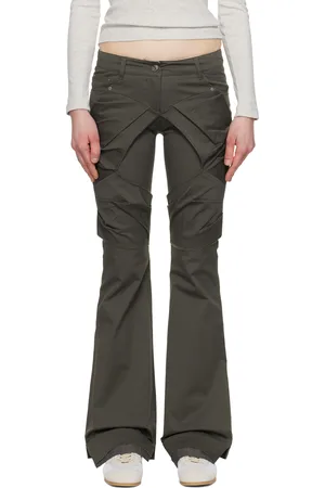 OPEN YY Khaki Gathered Bootcut Trousers