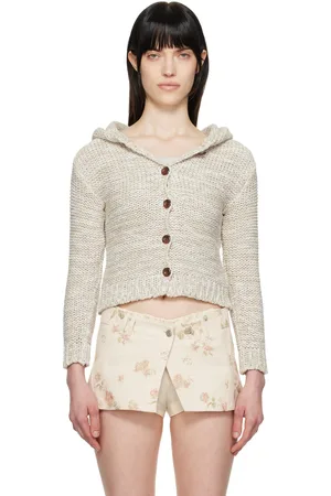 OPEN YY Beige Hooded Chunky Cardigan