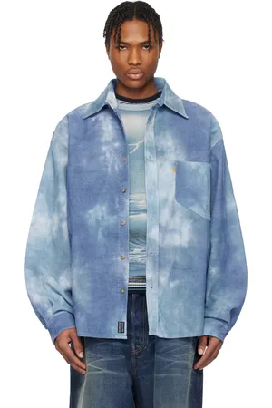 ERL Blue Tie-Dye Corduroy Overshirt