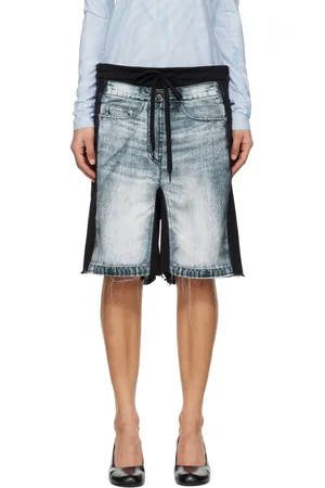 OPEN YY Black & Blue Jean Effect Jersey Shorts