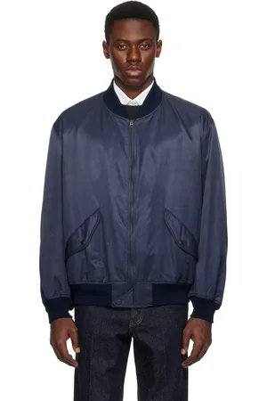 Kaptain Sunshine Navy USA Cotton Satin Flight Bomber Jacket