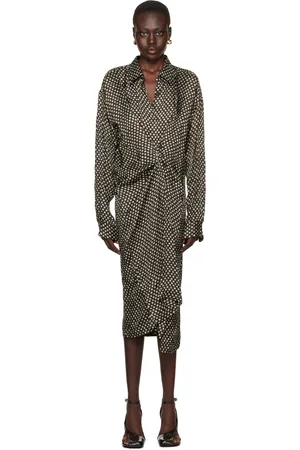DRIES VAN NOTEN Brown Polka Dot Midi Dress