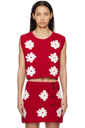 Msgm Red Crocheted Sweater Vest
