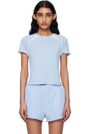 Kijun Blue Frill Backless T-shirt