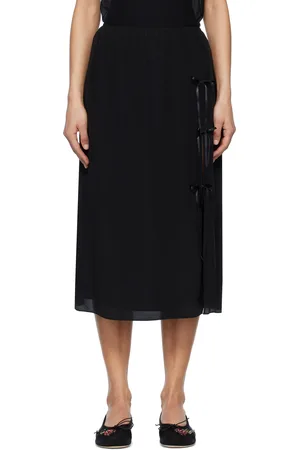 Simone Rocha Black Bow Slit Column Midi Skirt