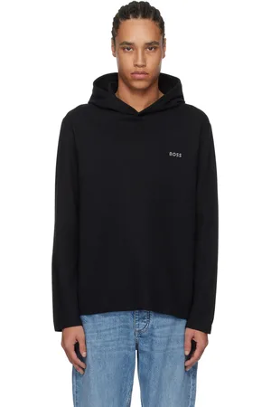HUGO BOSS Black Waffle-Knit Hoodie