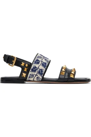 VALENTINO GARAVANI Black Grape Embroidery County Sandals