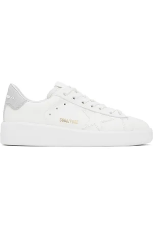 Golden Goose White & Silver Purestar Sneakers