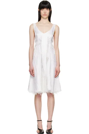 Edward Cuming White Circle Cupro Third Wedding Midi Dress