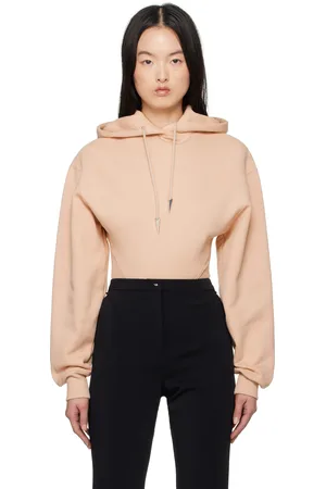 MUGLER Beige Fleece Hoodie Bodysuit