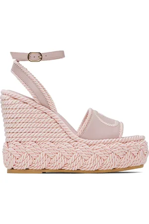 VALENTINO GARAVANI Pink VLogo Torchon Wedge Sandals
