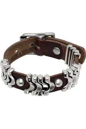 OUR LEGACY Burgundy Wave Leather Bracelet