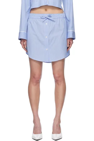 Moschino Blue & White Striped Cotton Miniskirt