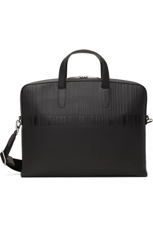 Paul Smith Brown Shadow Stripe Leather Folio Briefcase