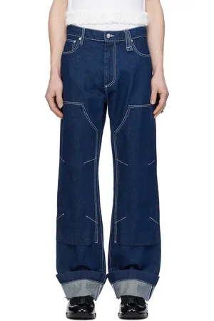 Simone Rocha Navy Embellished Workwear Jeans