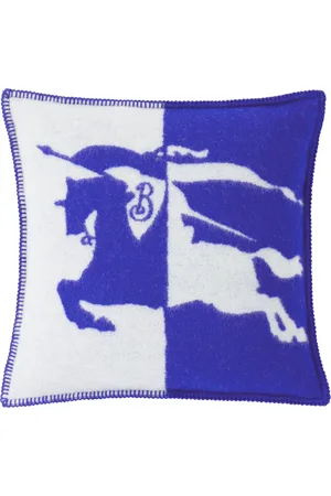 Burberry Navy & White EKD Wool Cushion