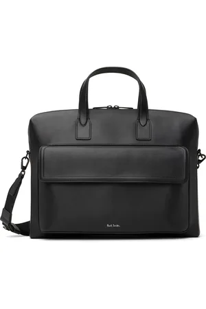 Paul Smith Black Straw-Grain Embossed Leather Folio Briefcase