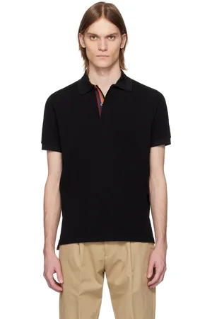 Paul Smith Black Artist Stripe Placket Polo