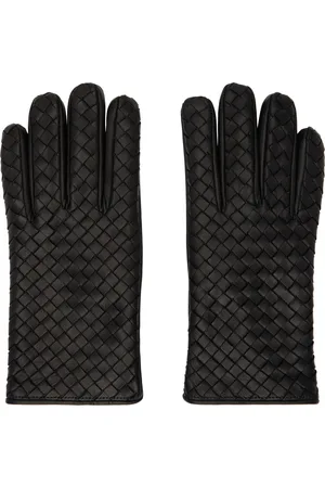 Bottega Veneta Black Intrecciato Leather Gloves