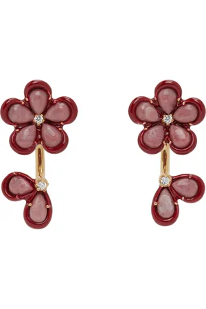 Bottega Veneta Red & Pink Flower Earrings