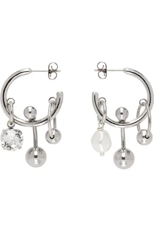 Justine Clenquet SSENSE Exclusive Silver Andrew Earrings