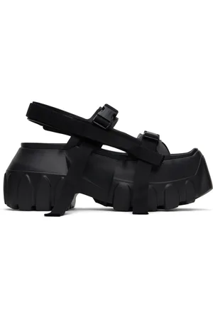 Rick Owens Black Hollywood Mega Tractor Heeled Sandals