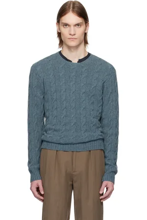 Ralph Lauren Blue Cable-Knit Cashmere Sweater