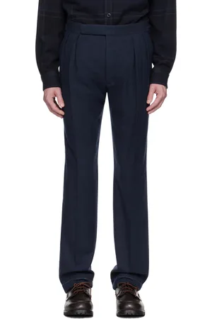 Ralph Lauren Navy Herringbone Wool-Blend Suit Trousers