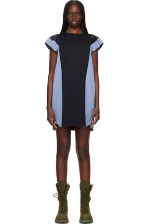 SACAI Black & Navy Poplin & Cotton Jersey Minidress