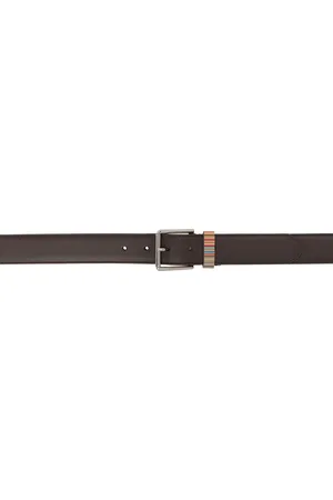 Paul Smith Black Leather Double Keeper Classic Suit Belt