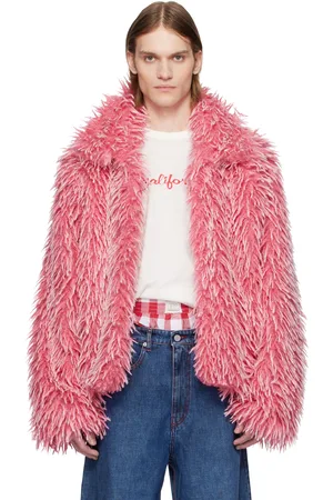 ERL Pink Faux-Fur Varsity Jacket