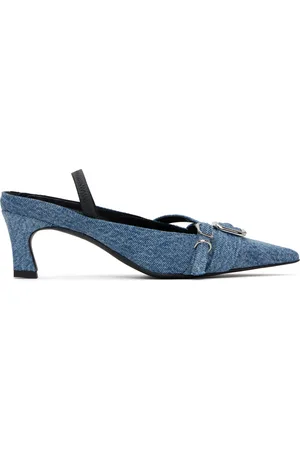 Justine Clenquet Blue Joan Slingback Heels