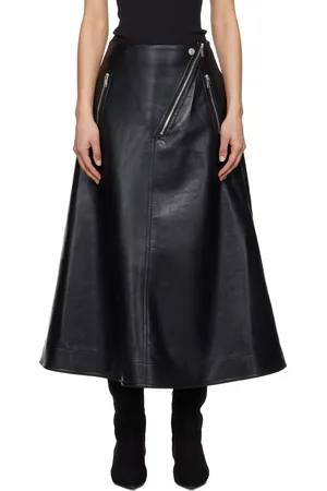 Nanushka Black Aleka Regenerated Leather Midi Skirt