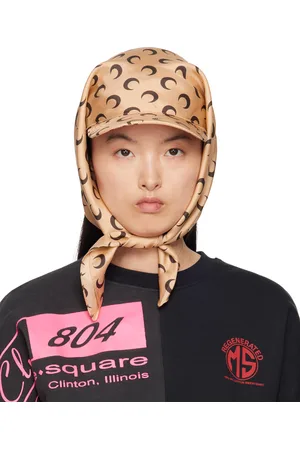 Marine Serre SSENSE Exclusive Beige Regenerated Silk Veiled Cap