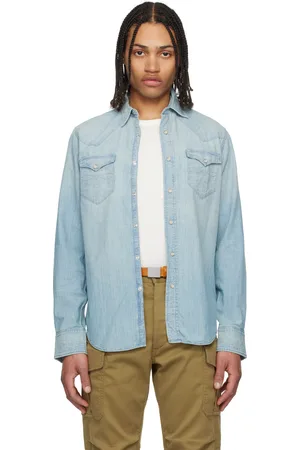 Ralph Lauren Blue Slim Fit Chambray Western Shirt
